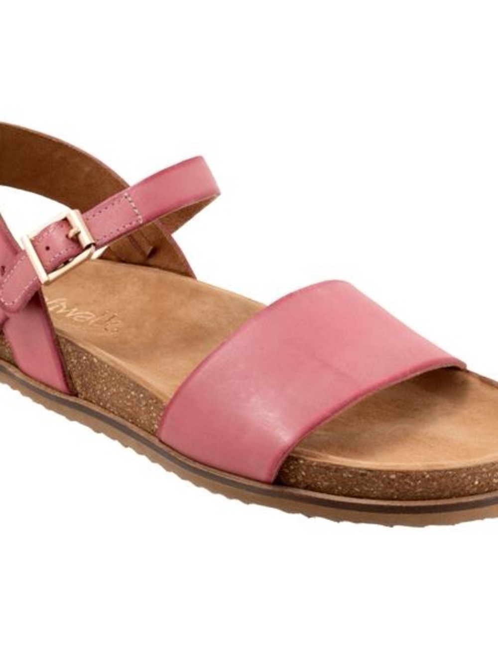 SoftWalk Pink Leather Strap Sandals with Ankle Buckle